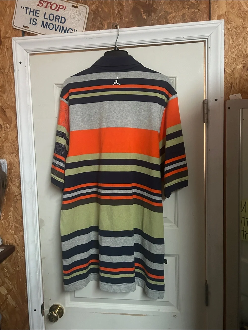 Jordan Short-Sleeve Striped Polo in Orange, Navy & Gray (070726#1)